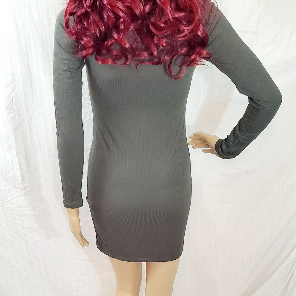 Forever 21 Mini Body Con Dress Green Long Sleeve - Picture 3 of 7